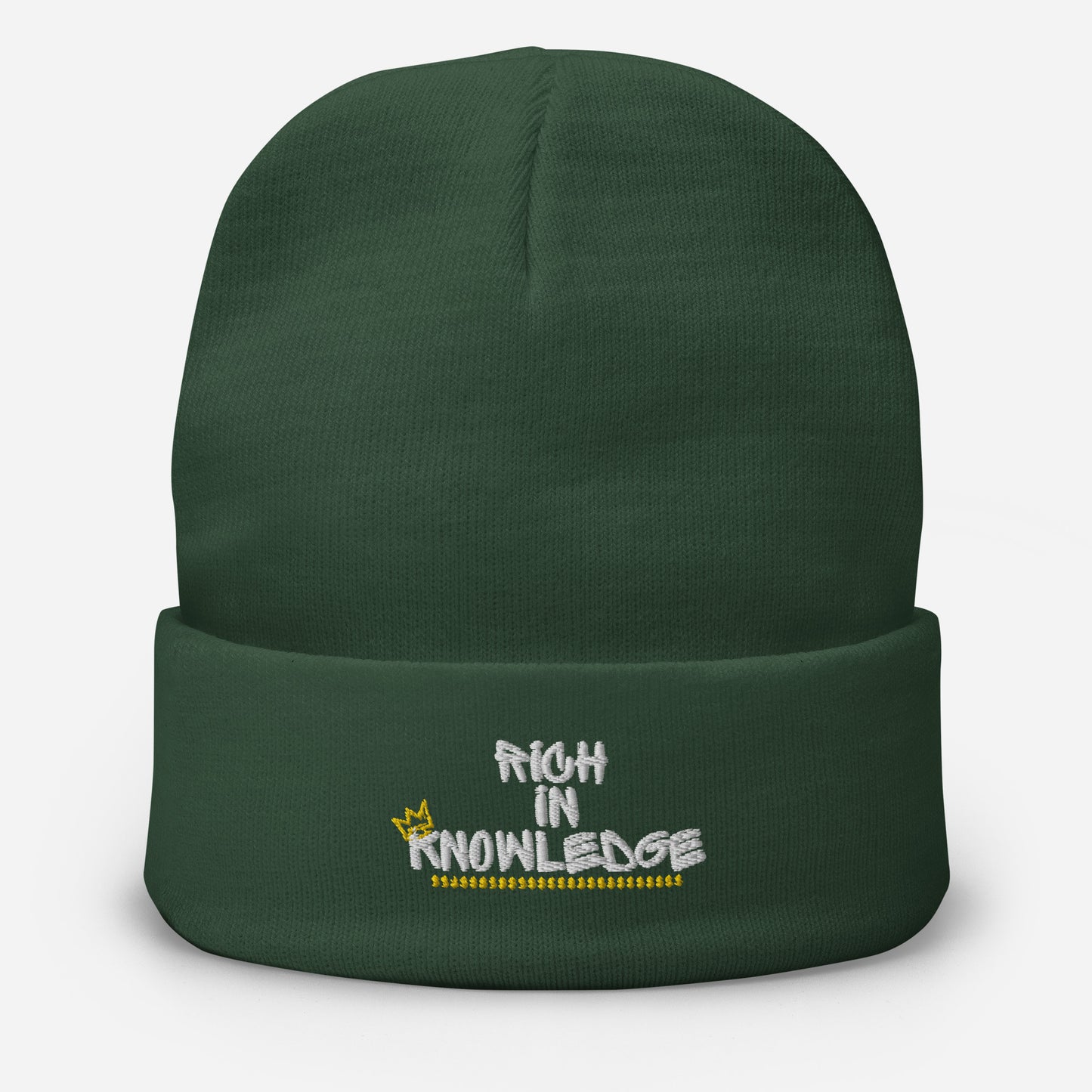 Rich in Knowledge Embroidered Beanie