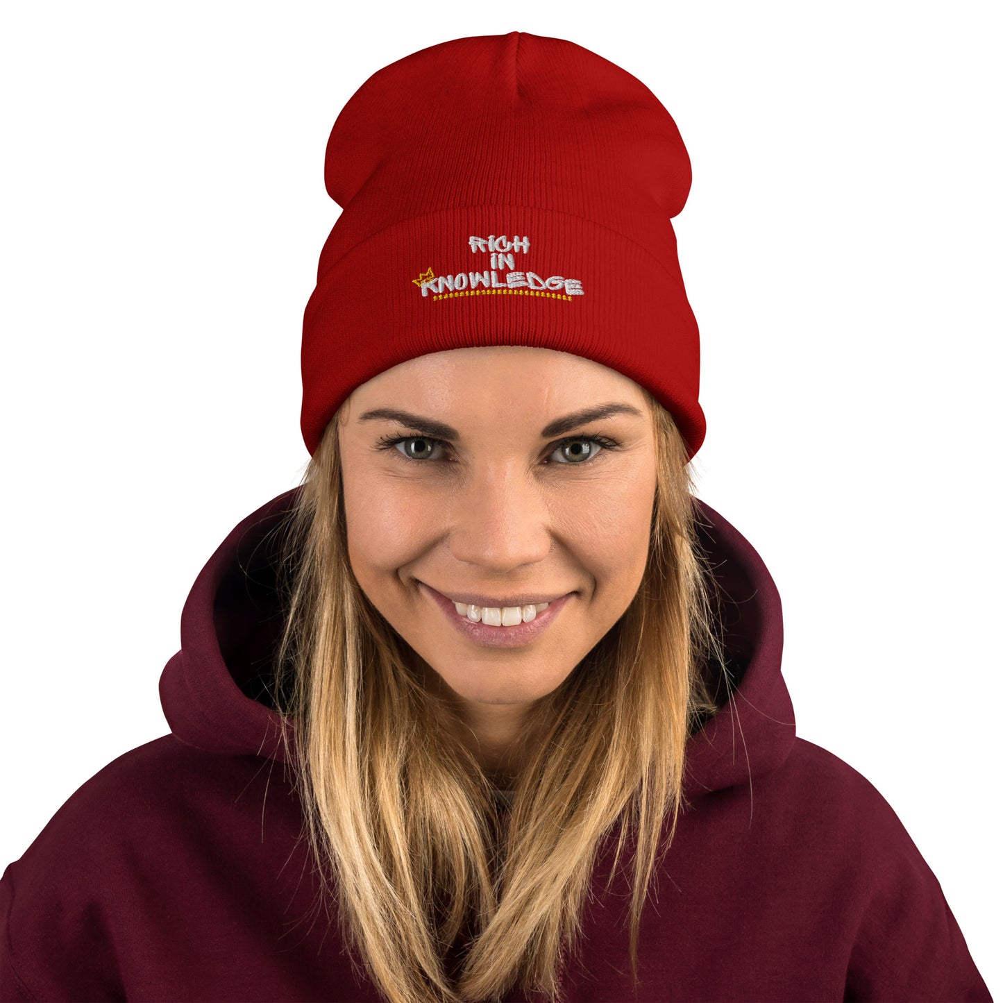 Rich in Knowledge Embroidered Beanie